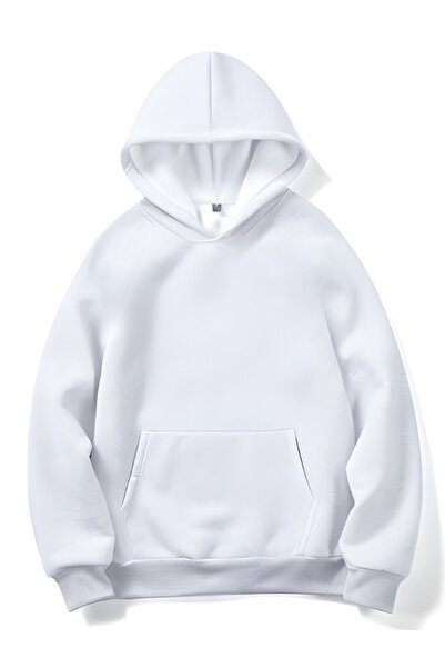 MOONBULL Unisex 3 Thread Inner Cotton Hooded Low Sleeve Oversize Kangaroo Pocket Sweatshirt