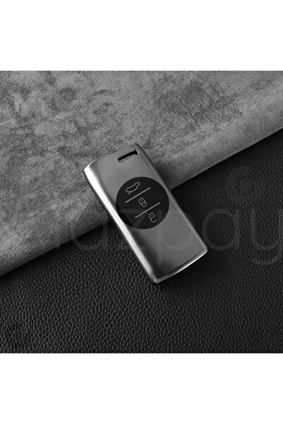 Alazpay غطاء مفتاح من مادة TPU باللون الرمادي التيتاني لسيارات شيري تيجو 7 وأريزو 5 (قطعة واحدة)