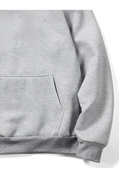 MOONBULL Unisex 3 Thread Inner Cotton Hooded Low Sleeve Oversize Kangaroo Pocket Sweatshirt