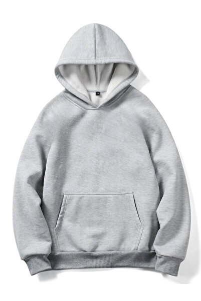 MOONBULL Unisex 3 Thread Inner Cotton Hooded Low Sleeve Oversize Kangaroo Pocket Sweatshirt