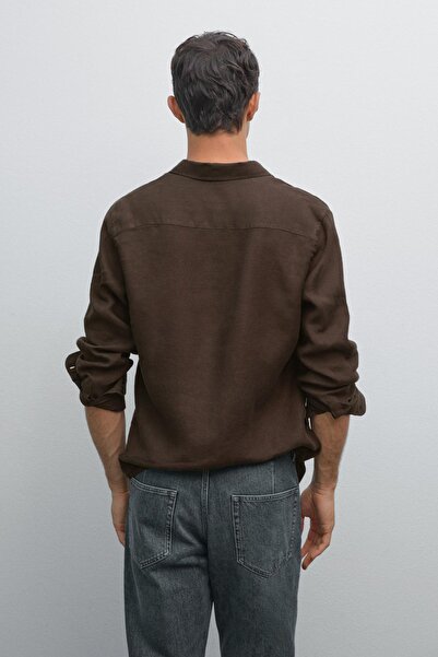 Massimo Dutti %100 keten slim fit gömlek