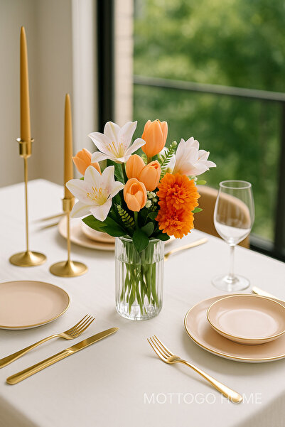 Mottogo Buchet de toamnă Liliacee – Lalele – Crizanteme Mixte de flori artificiale