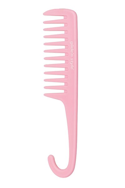 Glide'n Style Pembe Duş Tarağı – Islak & Kuru Saç Açıcı, Geniş Dişli, Askılı Tarak