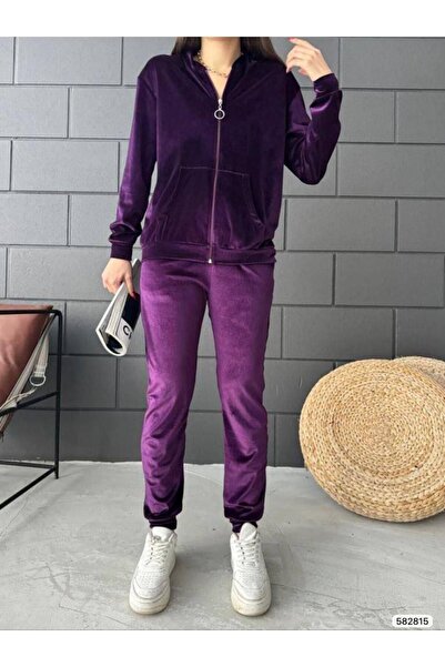 Modafeminen Velvet Tracksuit Set 582815 Purple