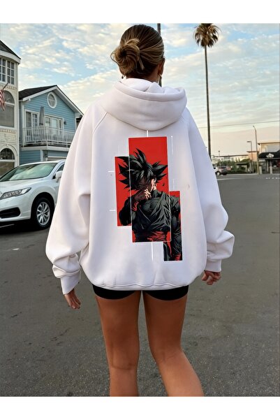 ArtYus سويت شيرت بقلنسوة كبير الحجم من القطن مطبوع عليه دراغون بول ملون للجنسين