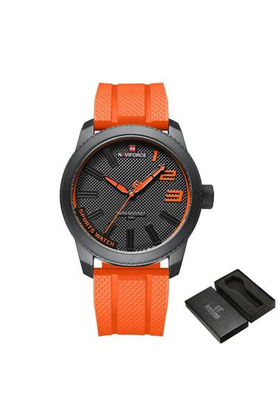 Naviforce Ceas bărbătesc sport militar cuarț analogic silicon portocaliu
