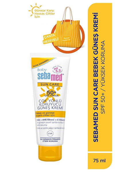 Sebamed Baby SPF 50+ UVA - UVB Filtresi ve Çok Yönlü Koruyucu Çocuk Güneş Kremi 75ml-Plaj Çantası Hediyeli