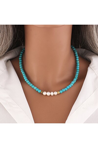 SIC MODA Turquoise Necklace with Pearls 6108