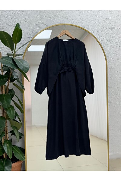 BENAHOLL Φόρεμα Bemenya με λεπτομέρεια με κορδόνια-AS4095 Μαύρο