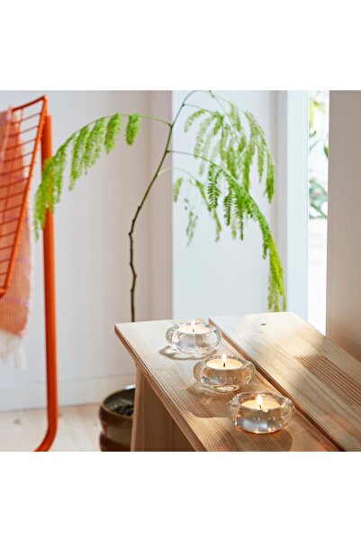 IKEA 3 Adet Çiçek şeklinde tealight cam mumluk şeffaf 3 cm