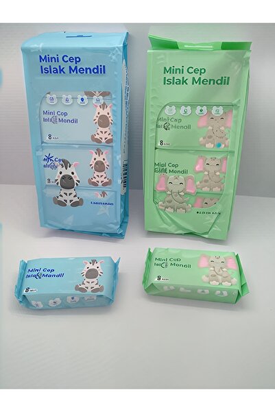 CUPPERA SEVİMLİ ZEBRA VE FİL TEMALI MİNİ CEP ISLAK MENDİLİ (2 PAKET)