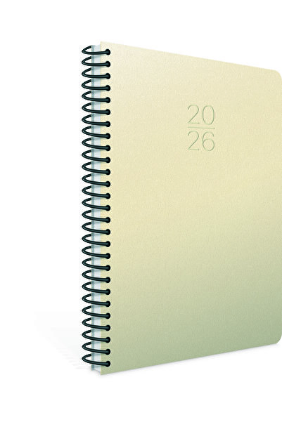 Gıpta 2026 407-SEK Plastik Spiralli - Sert Kapak 17x24 Günlük Beyaz Ajanda