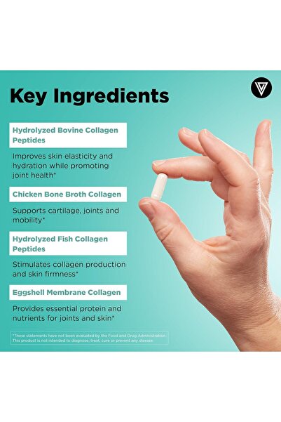 Vital Vitamins Grass Fed Enhanced Multi Collagen Pills (150 Capsules 3300mg)