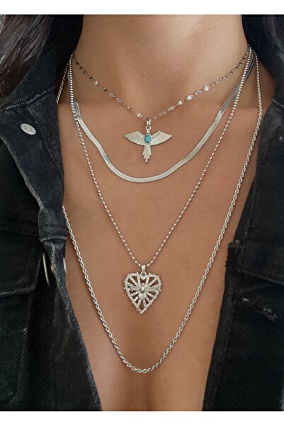 Atelier Licia Steel 4-Piece Necklace Set - Phoenix Themed Tarnish-Free Necklace Set