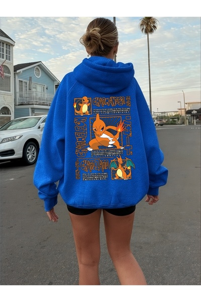 ArtYus Унісекс Charmander Кольоровий спеціальний принт Бавовняний оверсайз ху...