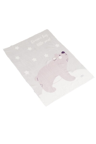 Cangaroo Меко одеяло за бебета, сиво с мече мечта, размер 100x75 см, 100% пол...