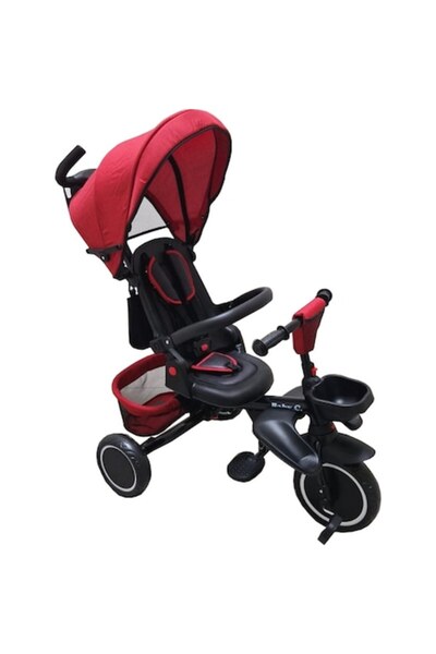 Baby Care Folding Tricycle with Canopy Baby Care™ Folding Trike, EVA Foam Rubber Wheels, Pedals and Parent H