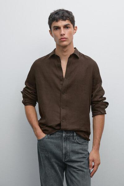 Massimo Dutti %100 keten slim fit gömlek