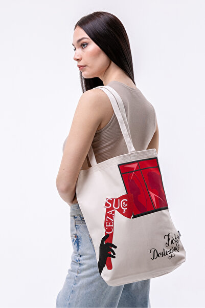 KOSTEBAG Fiodor Dostoyevski Suç & Ceza 340gr Gabardin Kumaş 35x40x8cm Bez Çanta