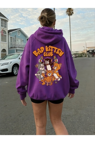 ArtYus Unisex Bad Kitten Club Colorat Special cu imprimeu Bumbac supradimensi...