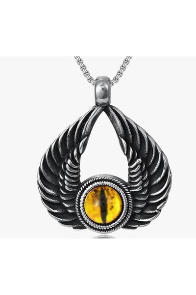 voyageaccessory Dragon Eye Model Antique Steel Men's and Women's Necklace wit...