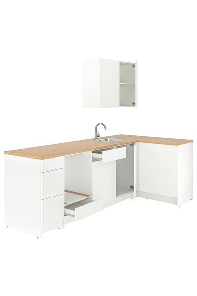 hobiurun Köşe mutfak dolabı kombinasyonu, beyaz, 285x122x220 cm, GLYPEN batarya