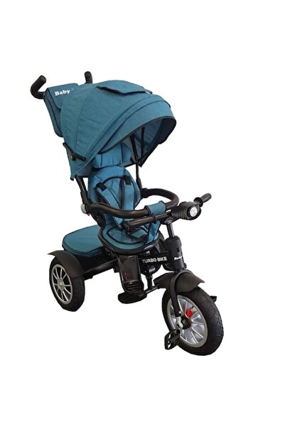 Baby Care ™ Turbo Bike Tricycle with Canopy, Lights and Sounds, Rubber Wheels, Reclining Position,