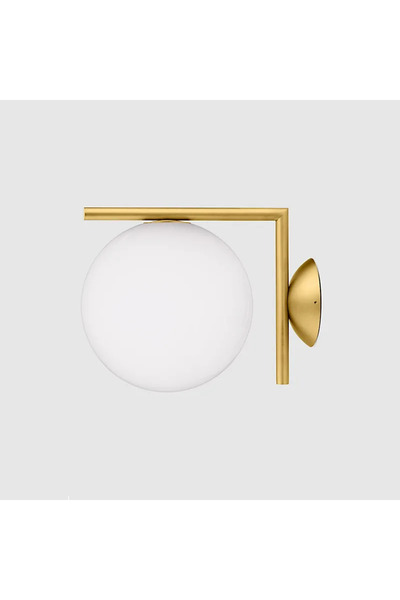 OEM Modern design gold wall lamp, white glass globe, E27, 22 cm x 25 cm