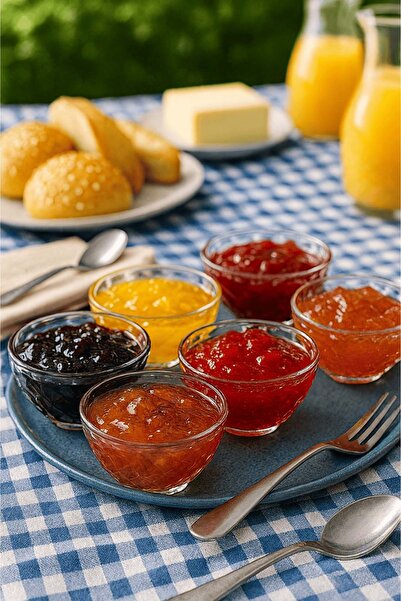 Jenisa 6-Piece Honeycomb Patterned Transparent Glass Jam Bowl Set – Breakfast Presentation Bowls