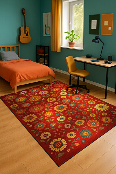 Rugs Modern Halı MOSSO Μοτίβο λουλουδιών με υφαντό σχέδιο, vintage διακοσμητι...