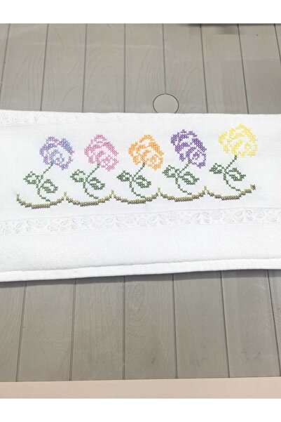 Peacock منشفة مطرزة يدويًا بالتطريز المتشابك 50×90 سم مخملية 240 جرام فاخرة ع...