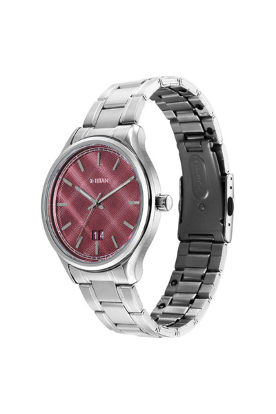 Titan Men's Analog Maroon Dial Watch - 10033SM02