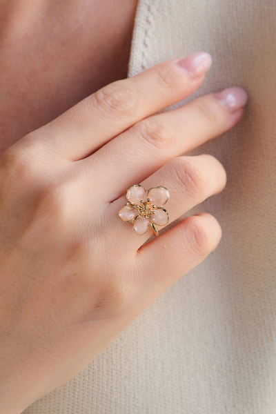 AURRARİ خاتم زهرة الساكورا الذهبي القابل للتعديل