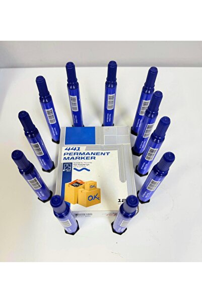 aybaş kağıtçılık 1. أقلام تحديد دائمة عالية الجودة (12 قطعة) باللون الأزرق الداكن، أقلام فوم، أقلام للوحات، أقلام للصناديق