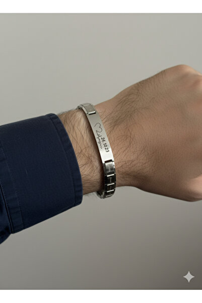 SERENİTY AKSESUAR Çelik kalp atışı ve tarih sevgili bileklik (sevgililer günü...