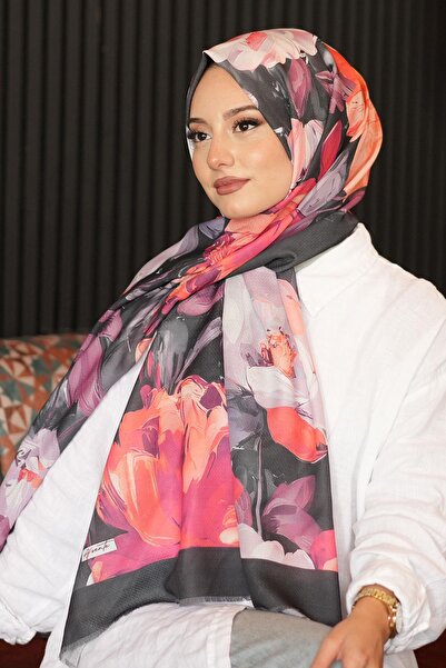 AFVENTE Багатоколірний бавовняний шарф з візерунком троянд