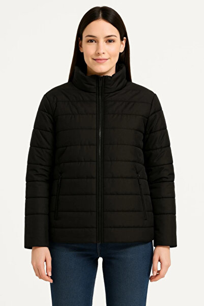 velmorafashion Velmora Bomber Mont Jacket - Water Repellent Fabric, Quilted Lining, Zippered, Winter - Black -