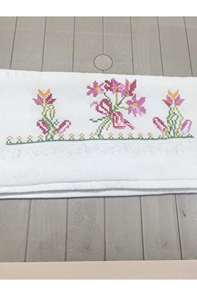 Peacock Χειροποίητη, Χειροποίητη Πετσέτα Κεντήματος Σταυροβελονιάς 50x90 Βελο...