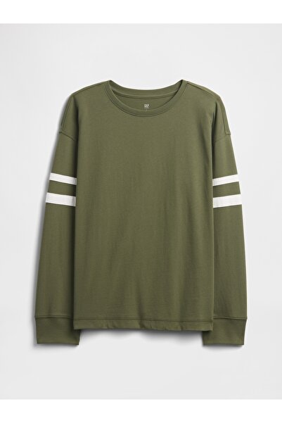 GAP Erkek Çocuk Yeşil Vintage Soft Relaxed Varsity T-Shirt