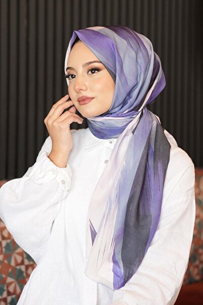 AFVENTE Abstract Brush Pattern Purple Cotton Shawl