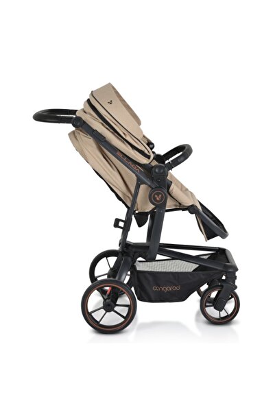 Cangaroo Baby Stroller 2 in 1, Ellada Beige, Compact Folding, Lightweight Aluminum Frame, Reversible