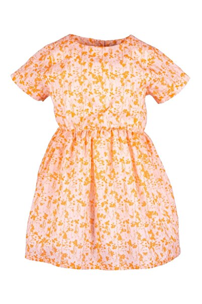 Ozmoz By Mukadder Özden Cotton Floral Orange Summer Little Girls Dress