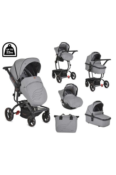 Cangaroo Cărucior pentru bebeluși 2 în 1, Ellada Gri, Pliabil Compact, Cadru ...