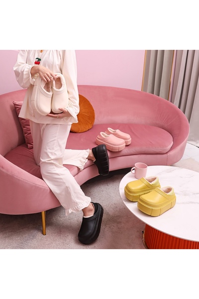 OEM Papuci de casa slip-on cu platforma si blanita pentru dama, din material EVA, NUO-200