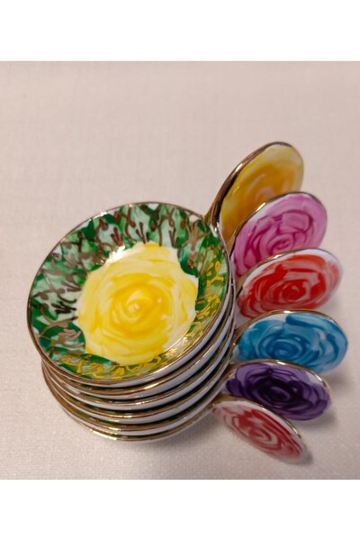 BY.RAYKA PORSELEN El Dekor PORSELEN EL BOYAMA 6LI LOKUMLUK SETİ