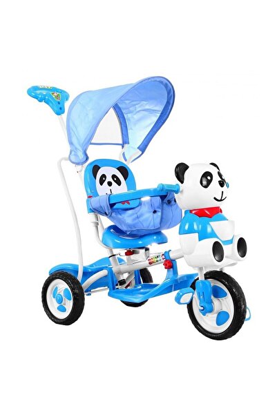 OEM Tricicletă 2 în 1 pentru copii, model Panda, parasolar, mâner, roți din s...