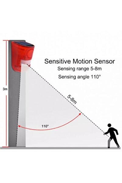 Tescomak Alarmă solară cu lumină de avertizare și senzor de mișcare roșu, 129 db