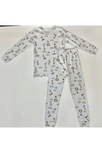 EnBy Kids %100 Pamuk Uzun Kollu Manşetli Panda Desenli Çocuk Pijama Takımı