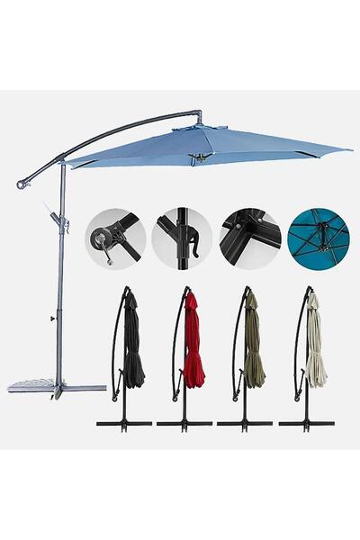 Sunfun Toscana 300 cm Premium Bahçe Şemsiyesi – 6 Renk Seçeneği – Ayaklı & Ka...