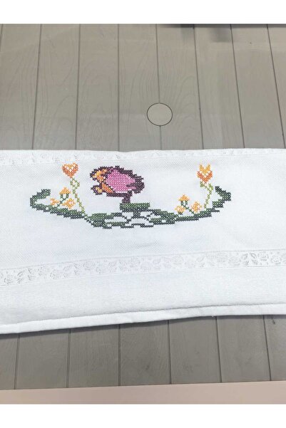 Peacock Χειροποίητη, Χειροποίητη Πετσέτα Κεντήματος Σταυροβελονιάς 50x90 Βελο...